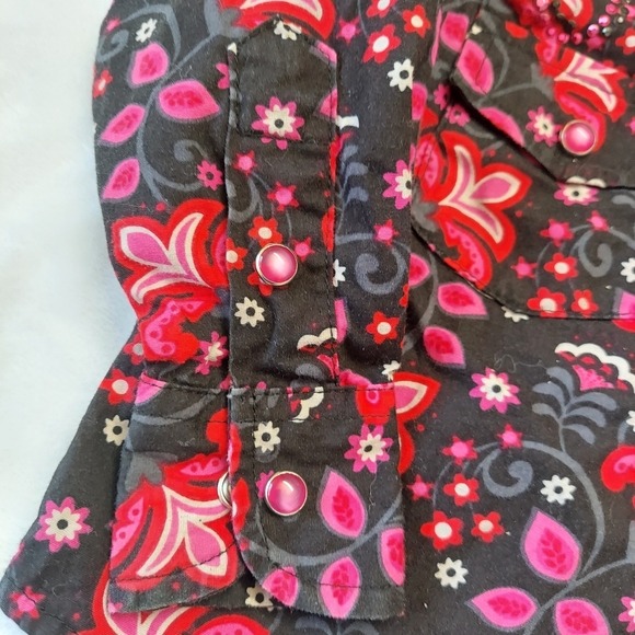 Cowgirl Hardware Long Sleeve Western Shirt 6 Months Pink Black rhinestone Cotton - Picture 5 of 9